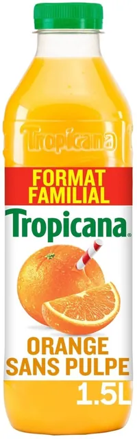 Bouteille de jus d'orange Tropicana sans pulpe, 1,5 litre