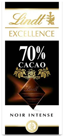 Tablette de chocolat noir Lindt Excellence 70 % cacao