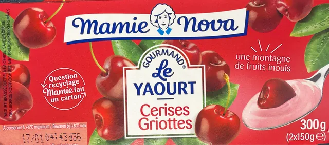Pots de yaourt Mamie Nova Le Yaourt Gourmand cerises griottes